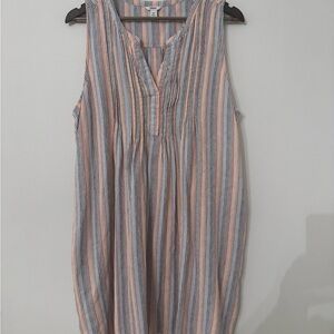 Sonoma Rainbow Stripped Relaxed Linen Shift Dress